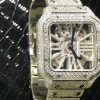 Santos De Cartier Skeleton Iced Out with Moissanite WHSA0015